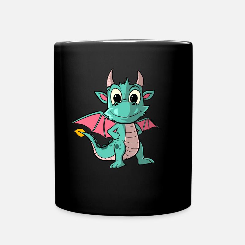 Süßer Cartoon Drachen - Tasse einfarbig - Schwarz