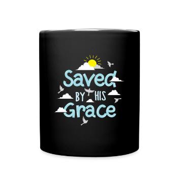 Sauvé par sa grâce - Mug uni - noir - Devant