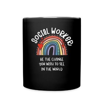 Le travailleur social arc-en-ciel soit le changement que vous souhaitez - Mug uni - noir - Devant