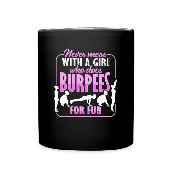 Burpees Girl Design for Aerobic Woman - Full Colour Mug - black - Front