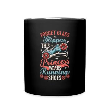 Forget Glass Slippers Runner Running Girl - Full Colour Mug - black - Front