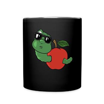 Cute worm in an apple - Full Colour Mug - black - Front