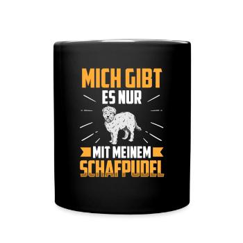 Nur mit meinem Schafpudel altdeutscher Hütepudel - Tasse einfarbig - Schwarz - Vorne