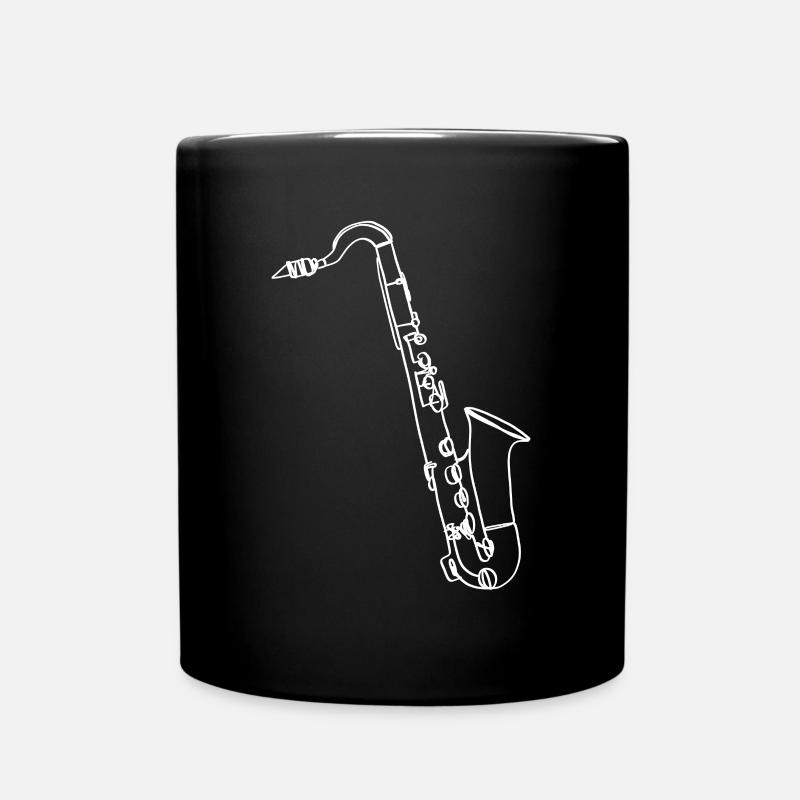 Saxophon Oneline Art - Saxophon-Musiker - Tasse einfarbig - Schwarz