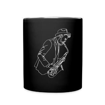 Saxophone Oneline Art - Saxophone Musician - Full Colour Mug - black - Front