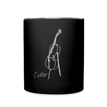 Cello Oneline Art - Cello Musician Cello Player - Full Colour Mug - black - Front
