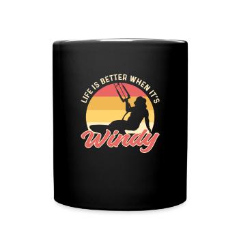 La vie est meilleure quand il y a du vent. - Mug uni - noir - Devant
