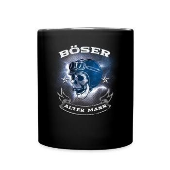 Böser alter Mann Motorrad Biker - Tasse einfarbig - Schwarz - Vorne
