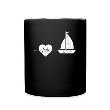 Segeln Herzschlag - Tasse einfarbig - Schwarz - Vorne
