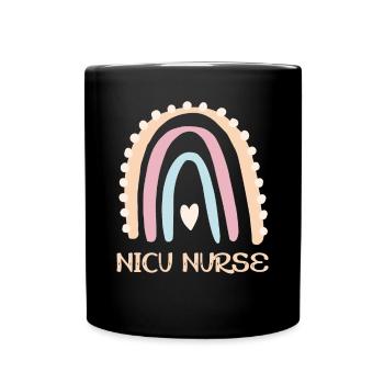 NICU Nurse - Rainbow Heart - Full Colour Mug - black - Front