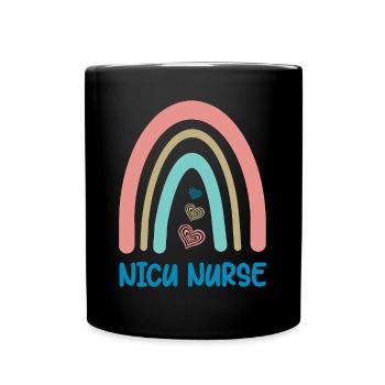 NICU Nurse - Rainbow Heart - Full Colour Mug - black - Front