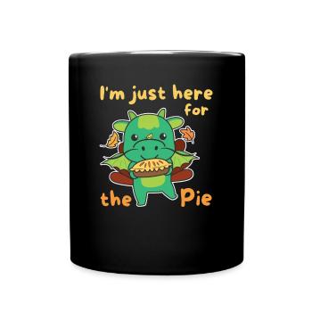 thanksgiving day outfits turkey dragon with pie - Full Colour Mug - black - Front