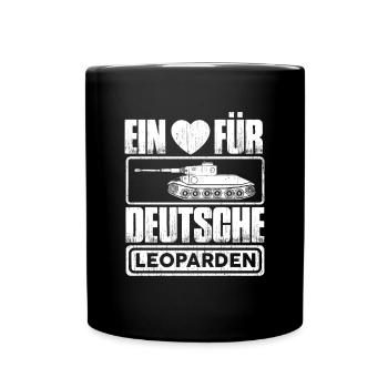 Ein Herz für Deutsche Leoparden Panzer Leopard - Tasse einfarbig - Schwarz - Vorne