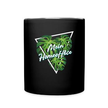 Mein Homeoffice Monstera Büro Zimmerpflanze - Tasse einfarbig - Schwarz - Vorne