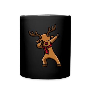 Dabbing Santa Reindeer - Full Colour Mug - black - Front