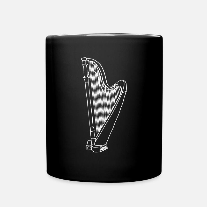 Harfe Oneline Art - Harfe Musikerin Harfe - Tasse einfarbig - Schwarz