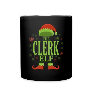 Greffier elfe de Noël - Mug uni - noir - Devant