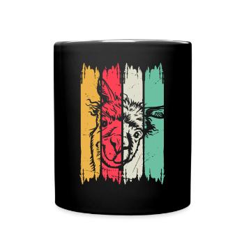 Llama Head Retro Llama Farmer - Drôle de lama Alpaga - Mug uni - noir - Devant