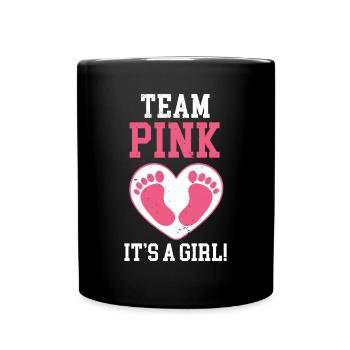 Team Pink Its A Girl - Tasse einfarbig - Schwarz - Vorne