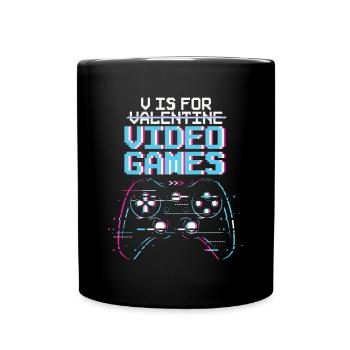 V Is For Video Games - Tasse einfarbig - Schwarz - Vorne