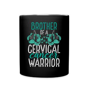 Brother Cervical Cancer Awareness Sibling Twin - Full Colour Mug - black - Front
