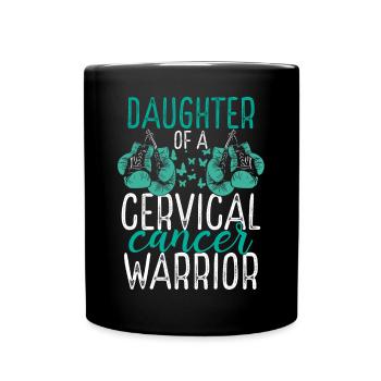 Daughter Cervical Cancer Awareness Month Ribbon - Full Colour Mug - black - Front