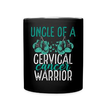 Uncle Cervical Cancer Awareness Niece Nephew - Full Colour Mug - black - Front