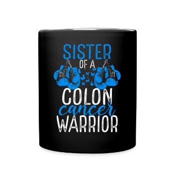 Sister Colon Cancer Awareness Sibling Twin - Full Colour Mug - black - Front