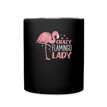 Flamingo Lady - Tasse einfarbig - Schwarz - Vorne