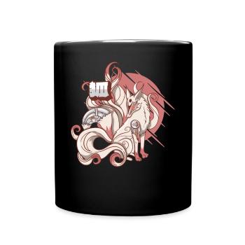 Cyborg Kitsune Neunschwänziger Fuchs Cyber-Ästheti - Tasse einfarbig - Schwarz - Vorne