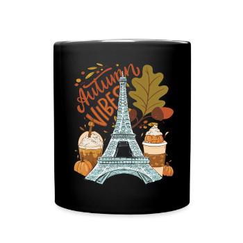 Tour Eiffel Autumn Vibes Automne à Paris Français - Mug uni - noir - Devant