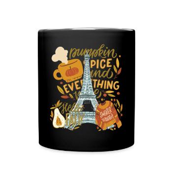 Paris Hello Autumn Pumpkins sur la Tour Eiffel Automne - Mug uni - noir - Devant