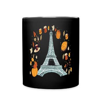 Couronne d’automne Tour Eiffel Automne à Paris Français - Mug uni - noir - Devant