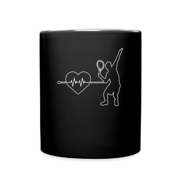 Tennis Herzschlag - Tasse einfarbig - Schwarz - Vorne