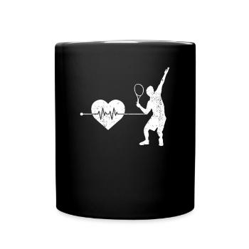 Tennis Herzschlag - Tasse einfarbig - Schwarz - Vorne