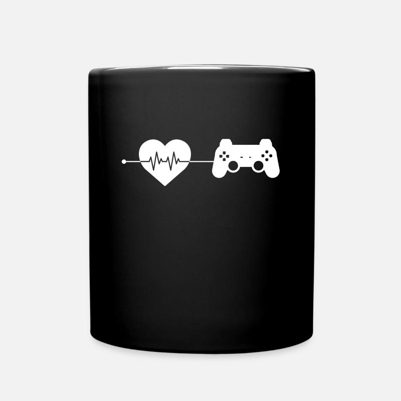 Gaming Herzschlag - Tasse einfarbig - Schwarz