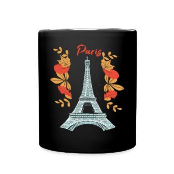 Paris avec les feuilles d’automne Tour Eiffel en automne Fran - Mug uni - noir - Devant