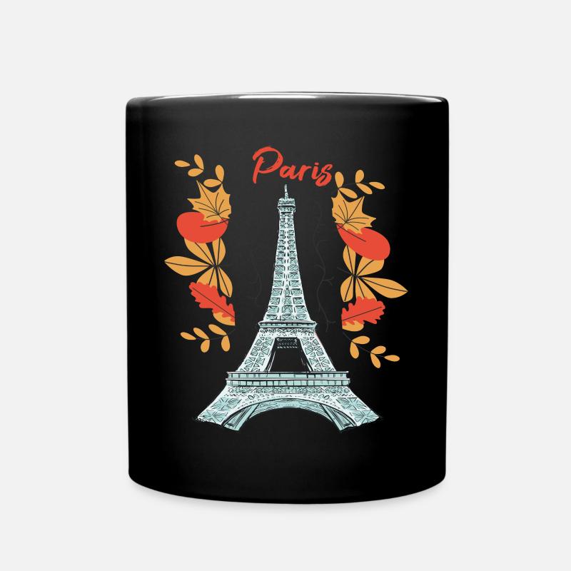 Paris mit Herbstblättern Eiffelturm im Herbst Fran - Tasse einfarbig - Schwarz