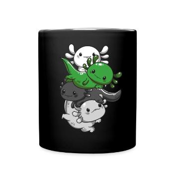 Demiromantic Pride Kawaii Axolotl Heap Demir - Full Colour Mug - black - Front