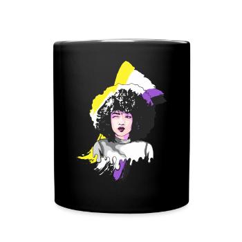 Afro Girl Nonbinary Pride Black Story Mela - Full Colour Mug - black - Front