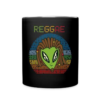 Reggae Alien Retro Jamaika Rasta Souvenir Rastafar - Tasse einfarbig - Schwarz - Vorne