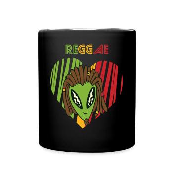 Reggae UFO Jamaika Souvenir Rasta Musik Rastafaria - Tasse einfarbig - Schwarz - Vorne