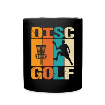 Disc Golf Retro Discgolfspieler - Tasse einfarbig - Schwarz - Vorne