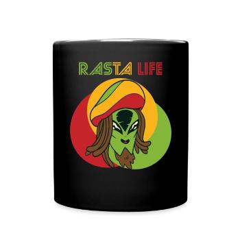 Reggae Herz Alien Rasta Jamaika Souvenir Rastafari - Tasse einfarbig - Schwarz - Vorne