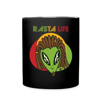 Reggae Alien Herz Rasta Jamaika Souvenir Rastafari - Tasse einfarbig - Schwarz - Vorne