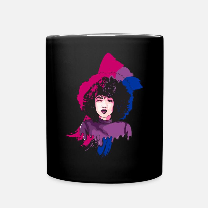 Afro Girl Bisexuell Flagge BI Schwarze Geschichte - Tasse einfarbig - Schwarz
