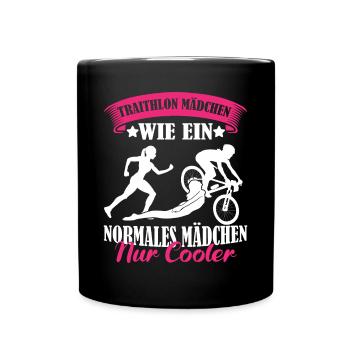 Triathlon Mädchen wie ein normales Mädchen - Tasse einfarbig - Schwarz - Vorne