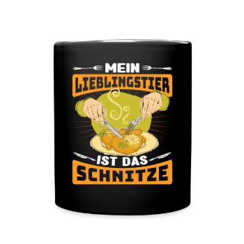 Schnitzel Mein Lieblingstier ist das Schnitzel - Tasse einfarbig - Schwarz - Vorne