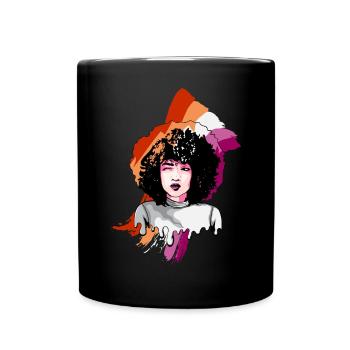 Afro Girl Gay Lesbian Flag Black History Melanin B - Tasse einfarbig - Schwarz - Vorne