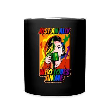 Funny Gay Ally Anime Girl Just An Ally W - Full Colour Mug - black - Front